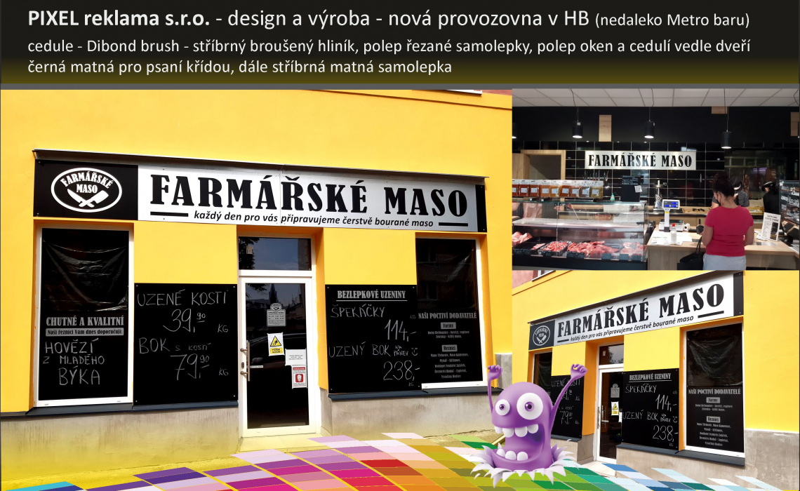 PIXEL reklama - Bondové desky Brush s polepem + polep výloh